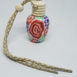 Frasco de vidrio pintado plana con tapa de madera 10cc
