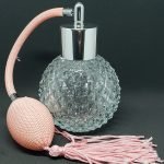 Frasco de vidrio perfumero redondo con bomba vintage 100 cc