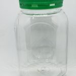 Pote octogonal transparente tapa roma verde tipo lauril 1 Kg