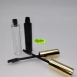 Frasco máscara rímel transparente o negro con tapa dorada 10ml