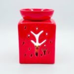 Difusor de cerámica para vela en color rojo base cuadrada 4398R