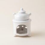 Difusor de cerámica para vela en color blanco base redonda tetera 12513