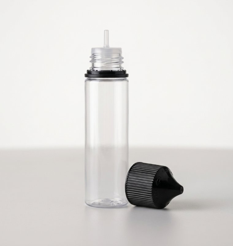 cigarrera Frasco cigarro electrónico transparente tapa negra 60 ml - Imagen 1