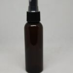 Frasco PET cilíndrico ámbar con atomizador negro 60ml