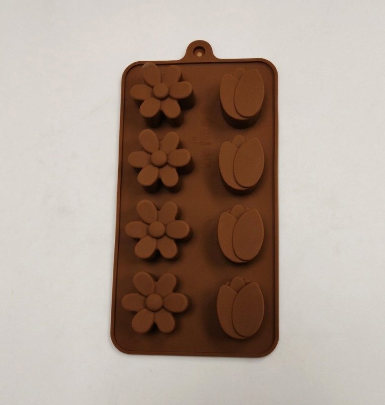 cafeflor Molde de silicona color café con diseño de flores - Imagen 1