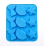 Molde de silicona color azul con diseño de estrella de mar