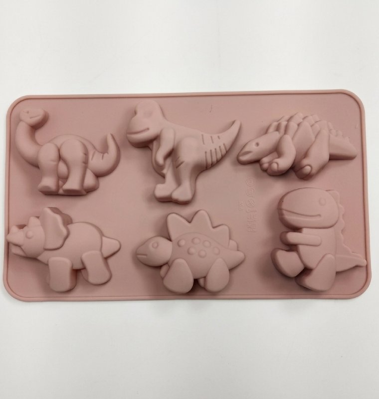 dinosaurios Molde de silicona color rosado de dinosaurios - Imagen 1