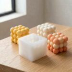 Molde de silicona para vela cubo de 3 cuerpos 6,5x6,5x6,2cm de 151 gr