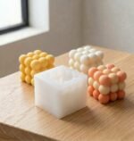 Molde de silicona para vela cubo de 3 cuerpos 6,5x6,5x6,2cm de 151 gr