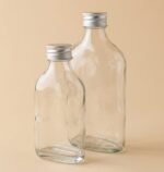 Frasco de vidrio transparente petaca con tapa o bomba