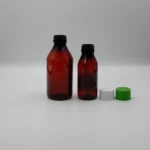 Frasco Plástico PET Ámbar con Tapa Verde o Blanca – 100 ml y 200 ml