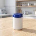 Pote HDPE Blanco Tapa Celeste/Blanco