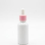 Frasco Gotario Base Redonda Blanco 30cc con Pipeta de Aluminio Rosada 18/410