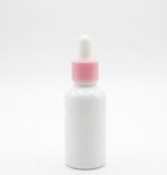 Frasco Gotario Base Redonda Blanco 30cc con Pipeta de Aluminio Rosada 18/410