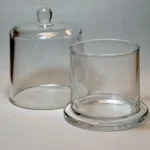 Pote para vela de vidrio con tapa transparente 390 ml