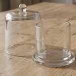 Pote para vela de vidrio con tapa transparente 390 ml