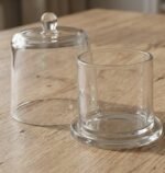 Pote para vela de vidrio con tapa transparente 390 ml