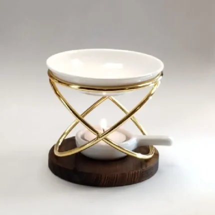Difusor de cerámica para vela universal dorado vibra base madera