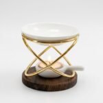 Difusor de cerámica para vela universal dorado vibra base madera