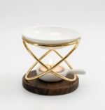 Difusor de cerámica para vela universal dorado vibra base madera